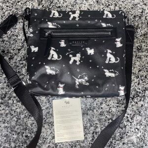 RADLEY LONDON Black Crossbody Bag with White Dog Print